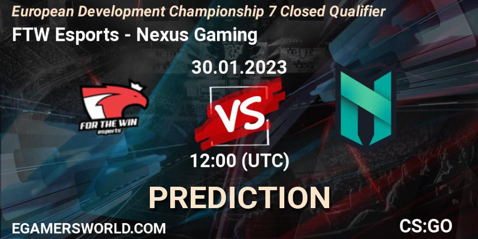 Pronóstico FTW Esports - Nexus Gaming. 30.01.23, CS2 (CS:GO), European Development Championship 7 Closed Qualifier