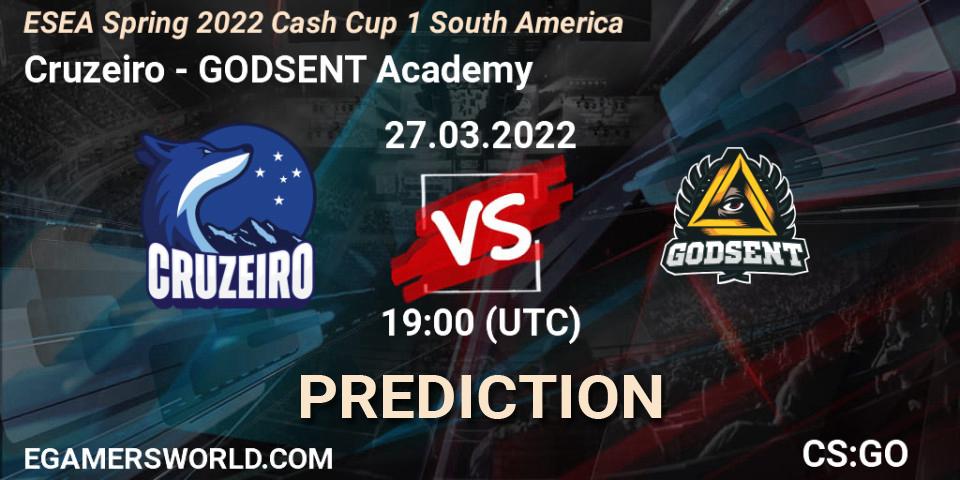Pronóstico Cruzeiro - GODSENT Academy. 27.03.2022 at 19:00, Counter-Strike (CS2), ESEA Spring 2022 Cash Cup 1 South America