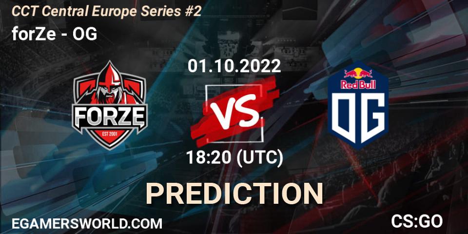 Pronóstico forZe - OG. 01.10.2022 at 18:20, Counter-Strike (CS2), CCT Central Europe Series #2