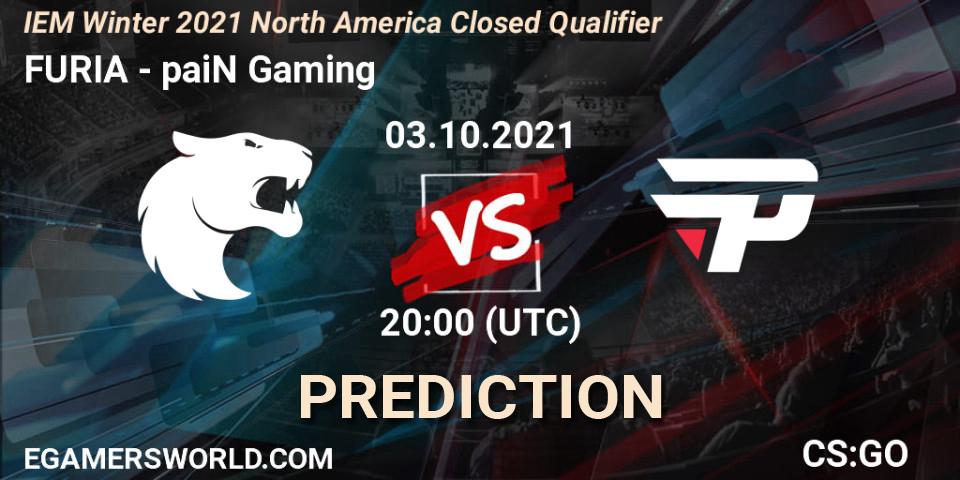 Pronóstico FURIA - paiN Gaming. 03.10.2021 at 20:00, Counter-Strike (CS2), IEM Winter 2021 North America Closed Qualifier