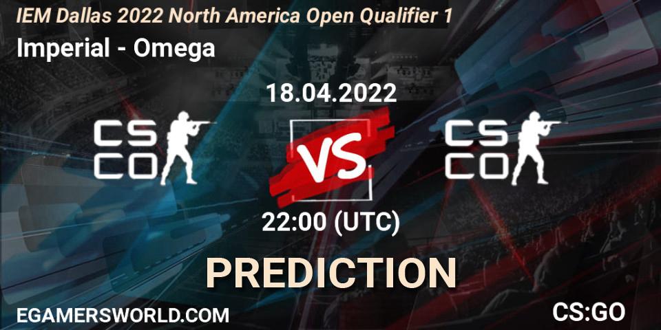 Pronóstico Imperial - Omega. 18.04.2022 at 22:00, Counter-Strike (CS2), IEM Dallas 2022 North America Open Qualifier 1