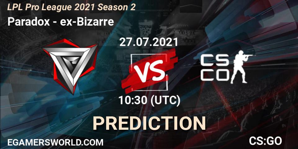Pronóstico Paradox - Ground Zero. 27.07.2021 at 11:00, Counter-Strike (CS2), LPL Pro League 2021 Season 2