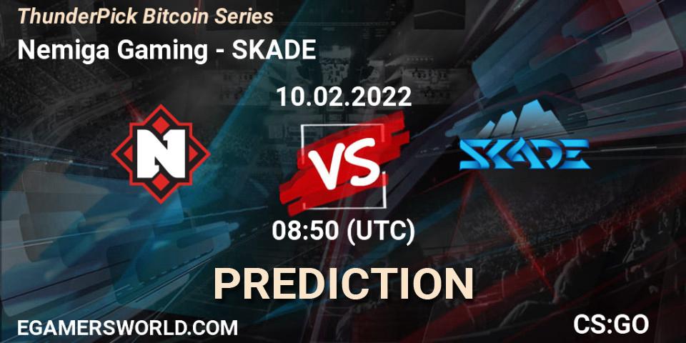 Pronóstico Nemiga Gaming - SKADE. 10.02.2022 at 08:50, Counter-Strike (CS2), ThunderPick Bitcoin Series