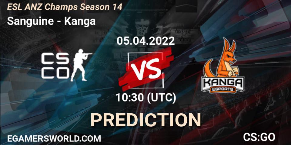 Pronóstico Sanguine - Kanga. 05.04.2022 at 10:30, Counter-Strike (CS2), ESL ANZ Champs Season 14