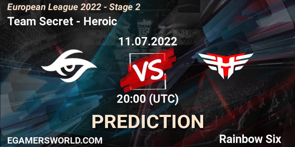 Pronóstico Team Secret - Heroic. 11.07.2022 at 17:00, Rainbow Six, European League 2022 - Stage 2