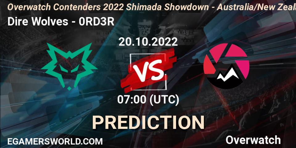 Pronóstico Dire Wolves - 0RD3R. 20.10.2022 at 07:00, Overwatch, Overwatch Contenders 2022 Shimada Showdown - Australia/New Zealand - October