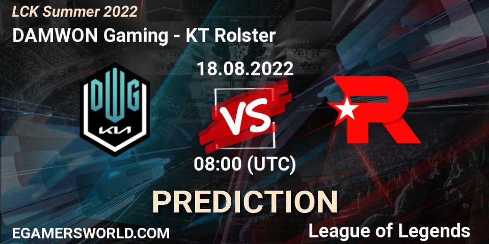 Pronóstico DAMWON Gaming - KT Rolster. 18.08.2022 at 08:00, LoL, LCK Summer 2022
