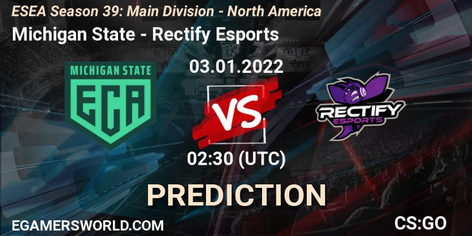 Pronóstico Michigan State - Rectify Esports. 04.01.2022 at 01:30, Counter-Strike (CS2), ESEA Season 39: Main Division - North America