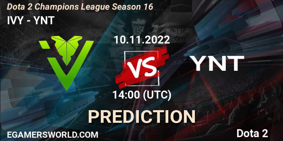 Pronóstico IVY - YNT. 10.11.22, Dota 2, Dota 2 Champions League Season 16