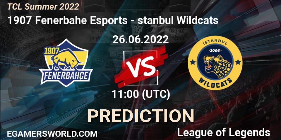Pronóstico 1907 Fenerbahçe Esports - İstanbul Wildcats. 26.06.2022 at 11:00, LoL, TCL Summer 2022