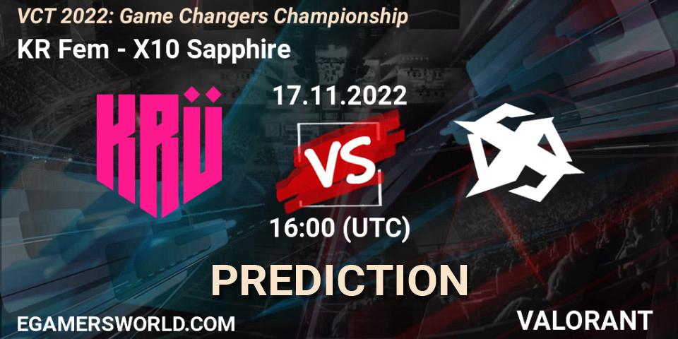 Pronóstico KRÜ Fem - X10 Sapphire. 17.11.2022 at 18:00, VALORANT, VCT 2022: Game Changers Championship