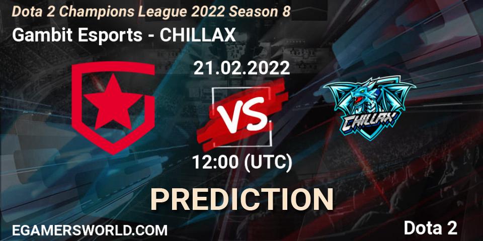 Pronóstico Gambit Esports - CHILLAX. 21.02.2022 at 11:59, Dota 2, Dota 2 Champions League 2022 Season 8