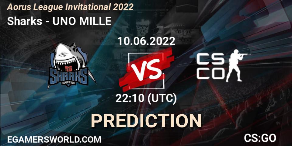 Pronóstico Sharks - UNO MILLE. 10.06.2022 at 22:10, Counter-Strike (CS2), Aorus League Invitational 2022