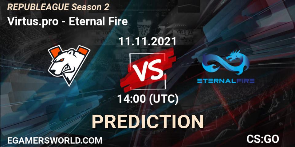 Pronóstico Virtus.pro - Eternal Fire. 11.11.2021 at 15:00, Counter-Strike (CS2), REPUBLEAGUE Season 2