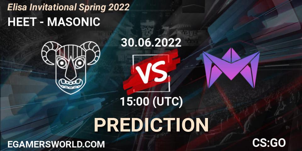 Pronóstico HEET - MASONIC. 30.06.2022 at 15:00, Counter-Strike (CS2), Elisa Invitational Spring 2022