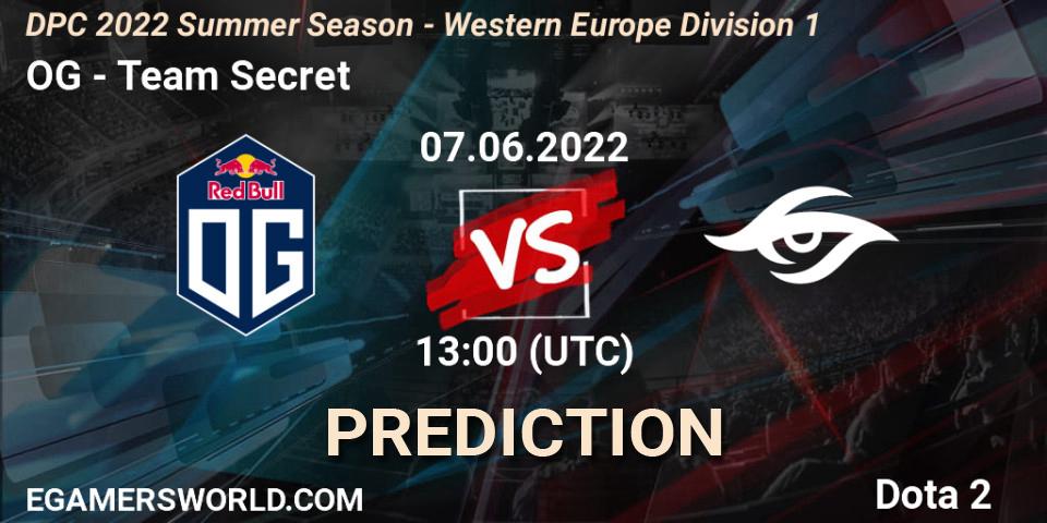 Pronóstico OG - Team Secret. 07.06.2022 at 12:55, Dota 2, DPC WEU 2021/2022 Tour 3: Division I