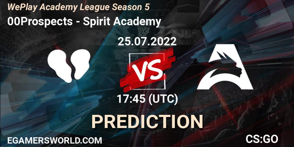 Pronóstico 00Prospects - Spirit Academy. 25.07.22, CS2 (CS:GO), WePlay Academy League Season 5