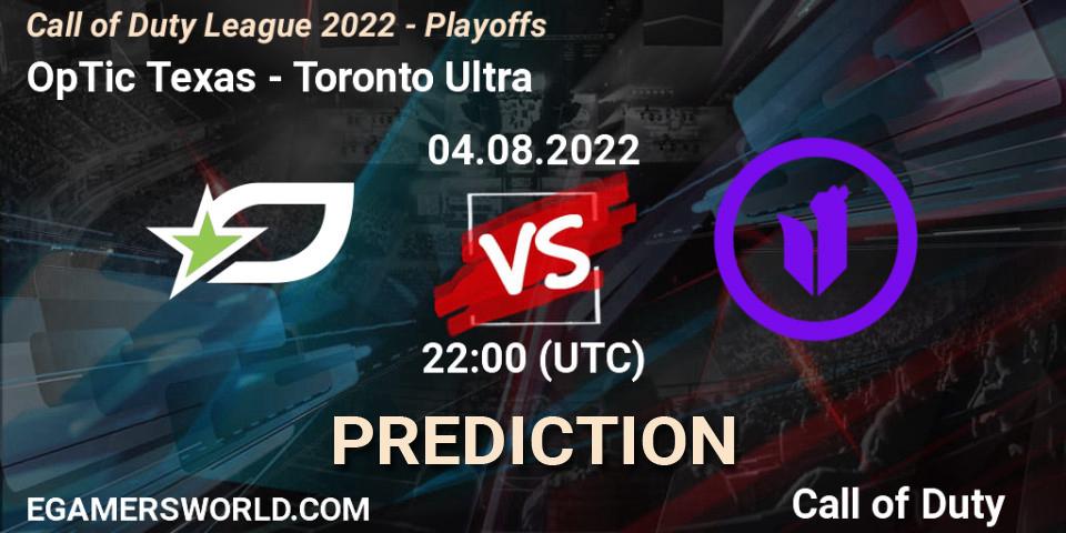 Pronóstico OpTic Texas - Toronto Ultra. 05.08.22, Call of Duty, Call of Duty League 2022 - Playoffs