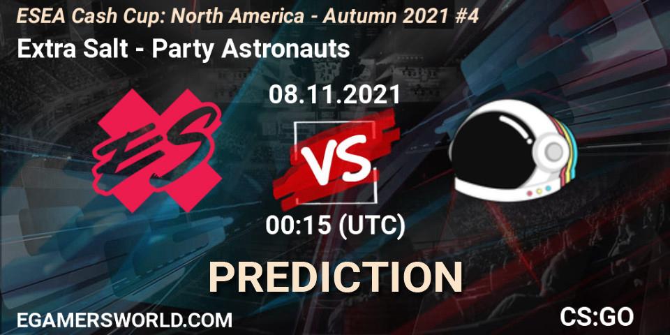 Pronóstico Extra Salt - Party Astronauts. 08.11.2021 at 00:30, Counter-Strike (CS2), ESEA Cash Cup: North America - Autumn 2021 #4