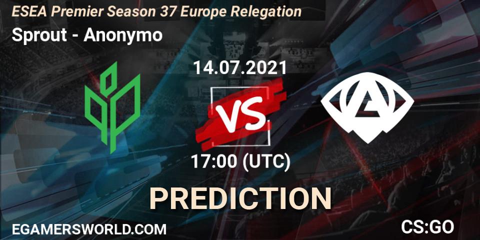 Pronóstico Sprout - Anonymo. 14.07.2021 at 17:00, Counter-Strike (CS2), ESEA Premier Season 37 Europe Relegation