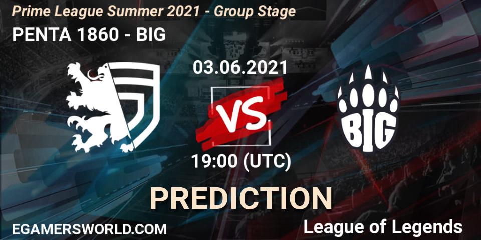 Pronóstico PENTA 1860 - BIG. 03.06.2021 at 19:15, LoL, Prime League Summer 2021 - Group Stage