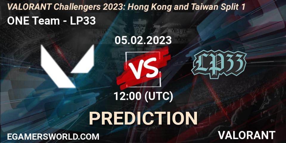 Pronóstico ONE Team - LP33. 05.02.23, VALORANT, VALORANT Challengers 2023: Hong Kong and Taiwan Split 1
