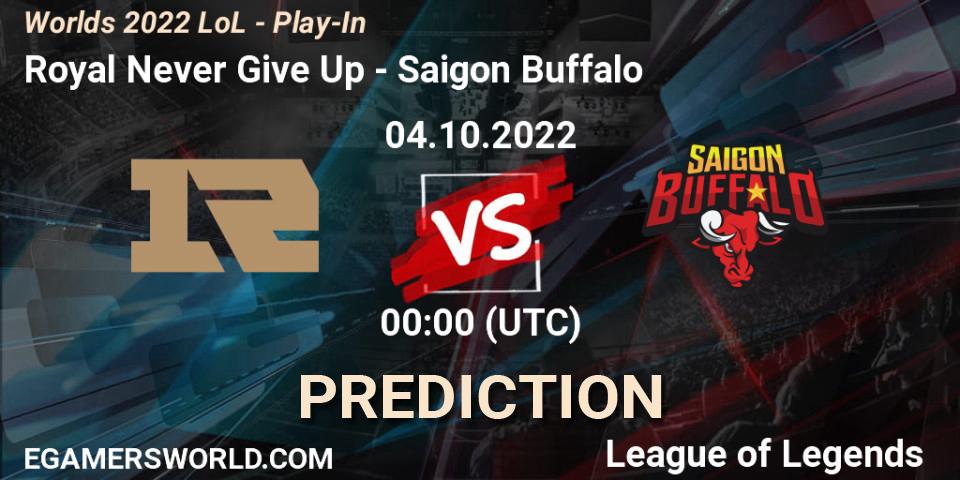 Pronóstico Royal Never Give Up - Saigon Buffalo. 03.10.2022 at 01:00, LoL, Worlds 2022 LoL - Play-In