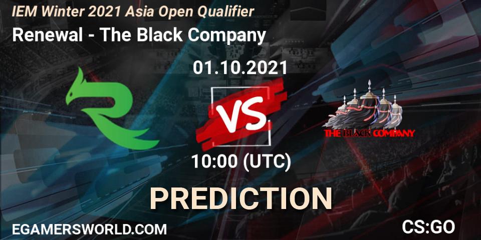 Pronóstico Renewal - The Black Company. 01.10.2021 at 11:30, Counter-Strike (CS2), IEM Winter 2021 Asia Open Qualifier