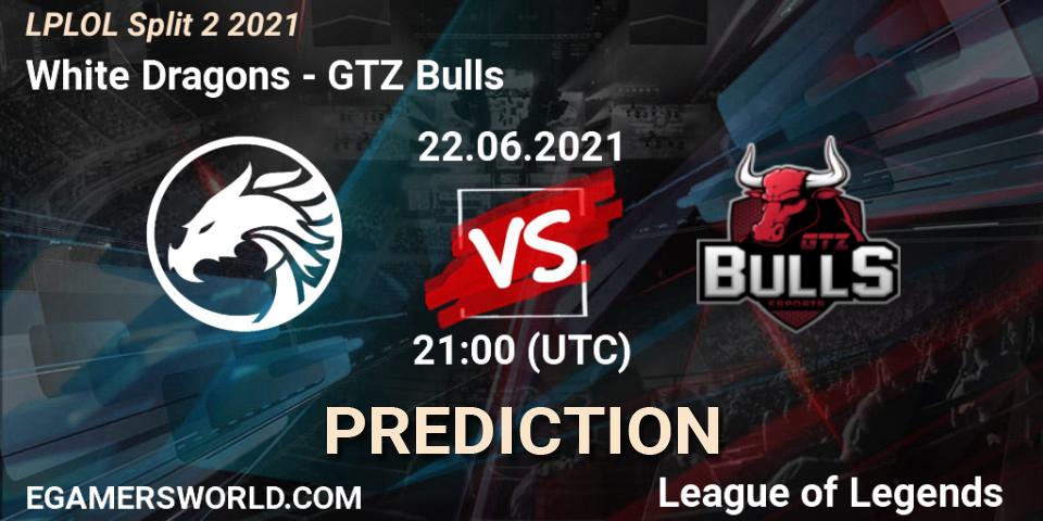 Pronóstico White Dragons - GTZ Bulls. 22.06.21, LoL, LPLOL Split 2 2021
