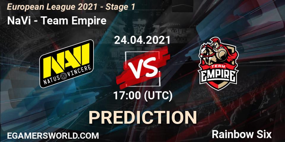 Pronóstico NaVi - Team Empire. 24.04.21, Rainbow Six, European League 2021 - Stage 1