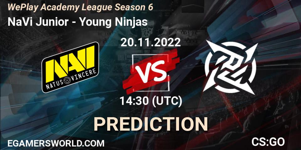 Pronóstico NaVi Junior - Young Ninjas. 20.11.2022 at 14:30, Counter-Strike (CS2), WePlay Academy League Season 6