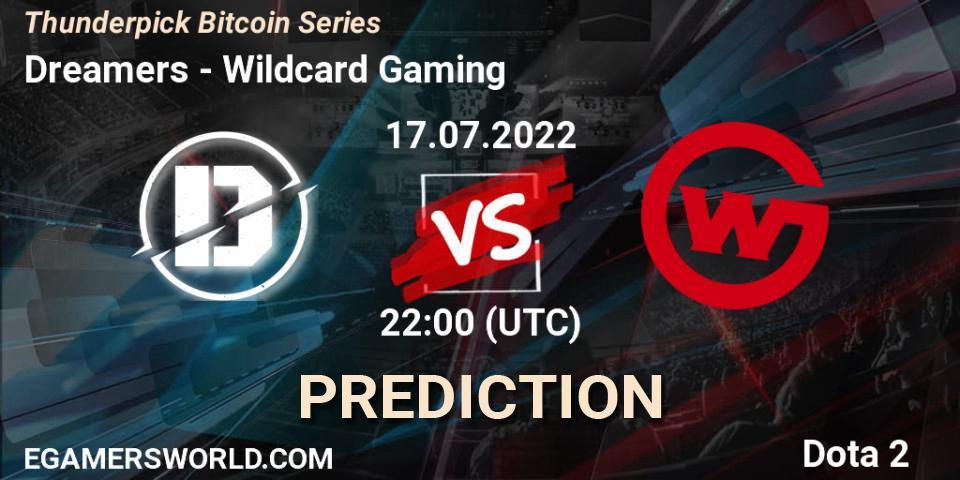 Pronóstico Dreamers - Wildcard Gaming. 17.07.2022 at 22:00, Dota 2, Thunderpick Bitcoin Series