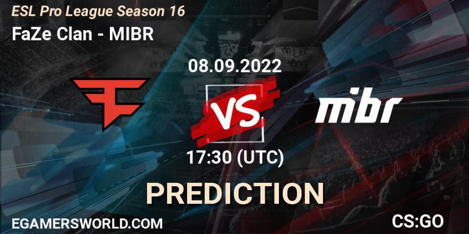 Pronóstico FaZe Clan - MIBR. 08.09.22, CS2 (CS:GO), ESL Pro League Season 16