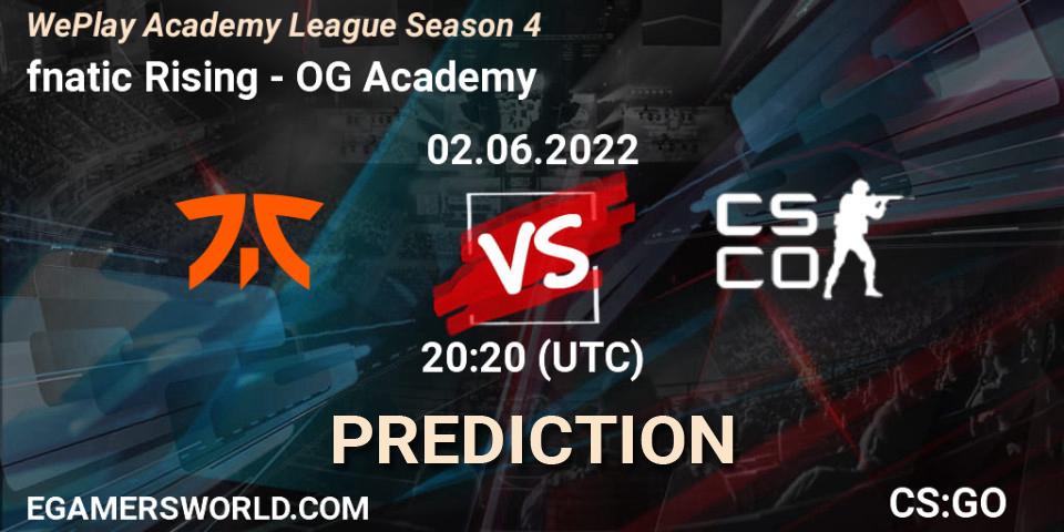 Pronóstico fnatic Rising - OG Academy. 02.06.2022 at 20:20, Counter-Strike (CS2), WePlay Academy League Season 4