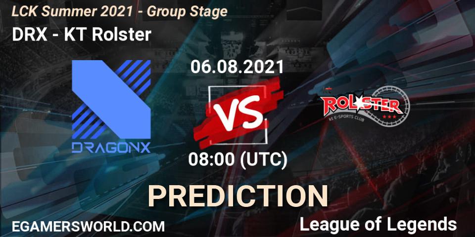 Pronóstico DRX - KT Rolster. 06.08.2021 at 08:00, LoL, LCK Summer 2021 - Group Stage