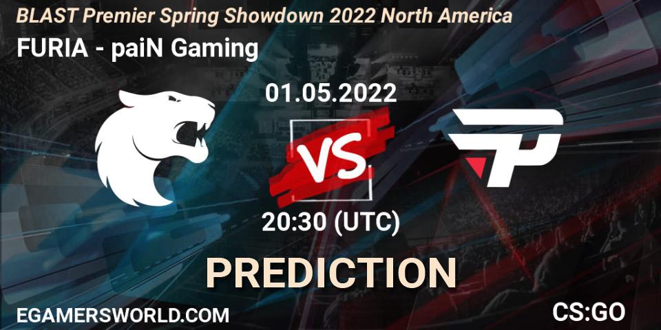 Pronóstico FURIA - paiN Gaming. 01.05.2022 at 21:05, Counter-Strike (CS2), BLAST Premier Spring Showdown 2022 North America