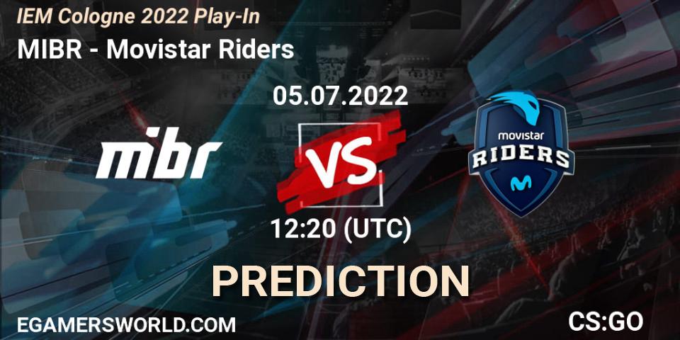 Pronóstico MIBR - Movistar Riders. 05.07.2022 at 11:55, Counter-Strike (CS2), IEM Cologne 2022 Play-In