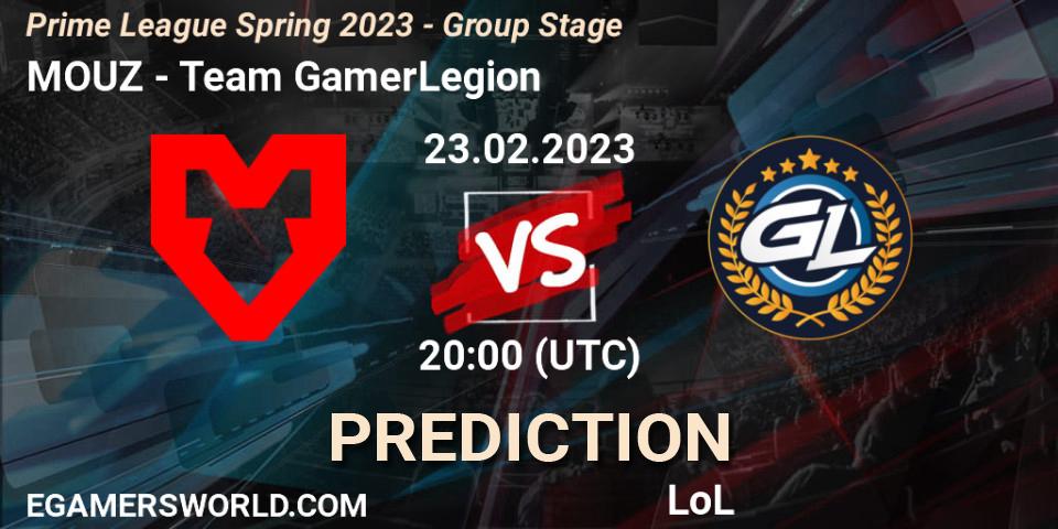Pronóstico MOUZ - Team GamerLegion. 23.02.2023 at 17:00, LoL, Prime League Spring 2023 - Group Stage