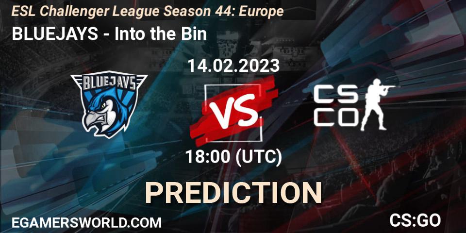 Pronóstico BLUEJAYS - Into the Bin. 20.02.23, CS2 (CS:GO), ESL Challenger League Season 44: Europe