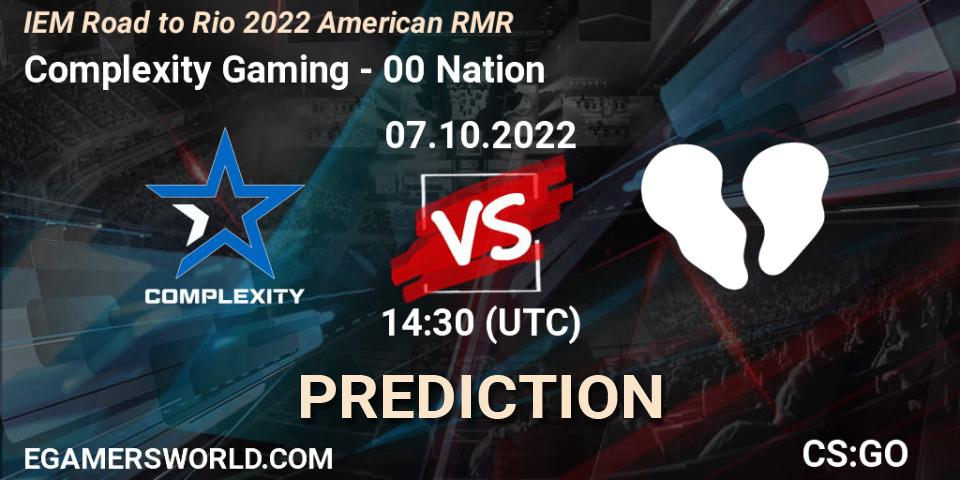 Pronóstico Complexity Gaming - 00 Nation. 07.10.2022 at 14:30, Counter-Strike (CS2), IEM Road to Rio 2022 American RMR