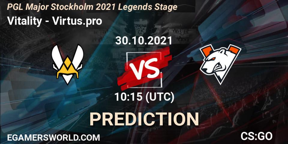 Pronóstico Vitality - Virtus.pro. 30.10.2021 at 12:00, Counter-Strike (CS2), PGL Major Stockholm 2021 Legends Stage