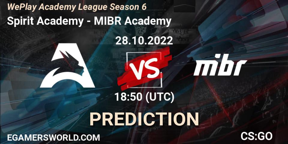 Pronóstico Spirit Academy - MIBR Academy. 28.10.2022 at 18:55, Counter-Strike (CS2), WePlay Academy League Season 6