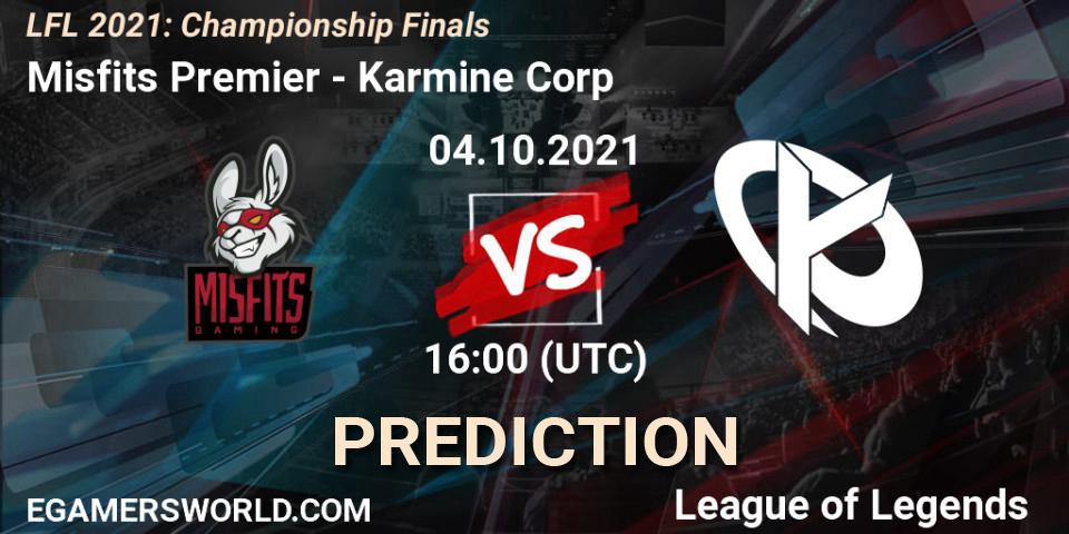 Pronóstico Misfits Premier - Karmine Corp. 04.10.2021 at 16:00, LoL, LFL 2021: Championship Finals