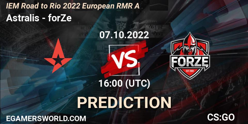 Pronóstico Astralis - forZe. 07.10.2022 at 17:00, Counter-Strike (CS2), IEM Road to Rio 2022 European RMR A
