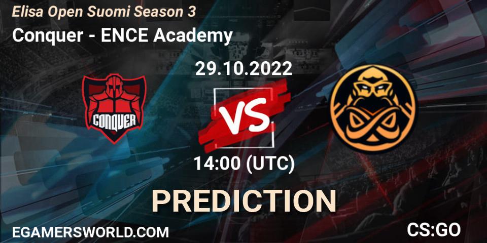 Pronóstico Conquer - ENCE Academy. 29.10.2022 at 14:00, Counter-Strike (CS2), Elisa Open Suomi Season 3