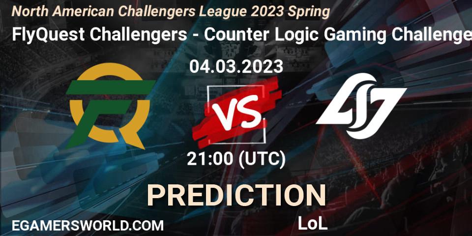 Pronóstico FlyQuest Challengers - Counter Logic Gaming Challengers. 04.03.23, LoL, NACL 2023 Spring - Group Stage