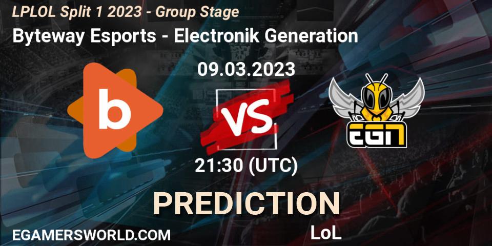 Pronóstico Byteway Esports - Electronik Generation. 10.02.2023 at 21:30, LoL, LPLOL Split 1 2023 - Group Stage