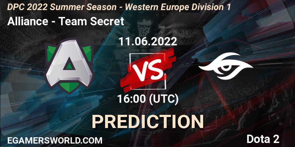 Pronóstico Alliance - Team Secret. 11.06.22, Dota 2, DPC WEU 2021/2022 Tour 3: Division I