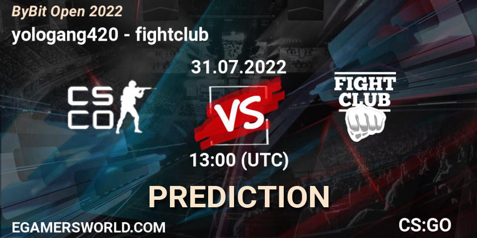 Pronóstico yologang420 - fightclub. 31.07.22, CS2 (CS:GO), Esportal Bybit Open 2022