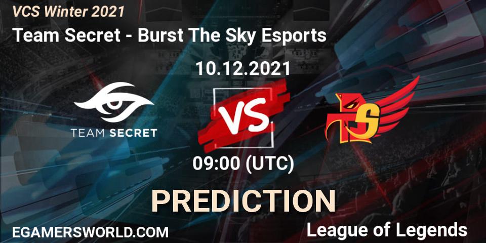 Pronóstico Team Secret - Burst The Sky Esports. 10.12.2021 at 09:00, LoL, VCS Winter 2021